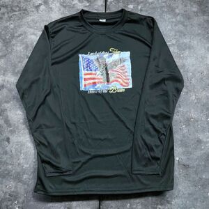 Unbranded USA Land Of The Free Black Long Sleeve Polyester T-Shirt Men's Large